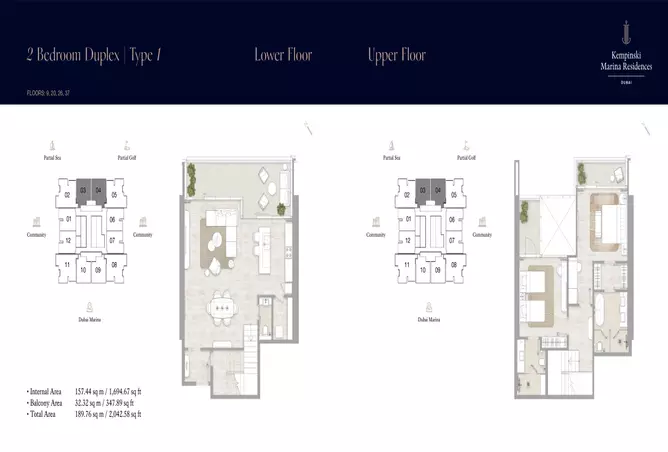 Kempinski Marina Residences — 2BR floor plan