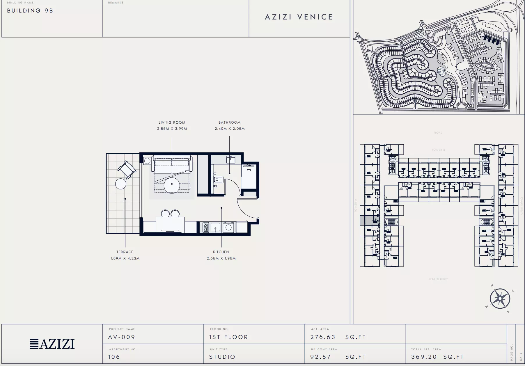Azizi Venice 9 — Studio floor plan
