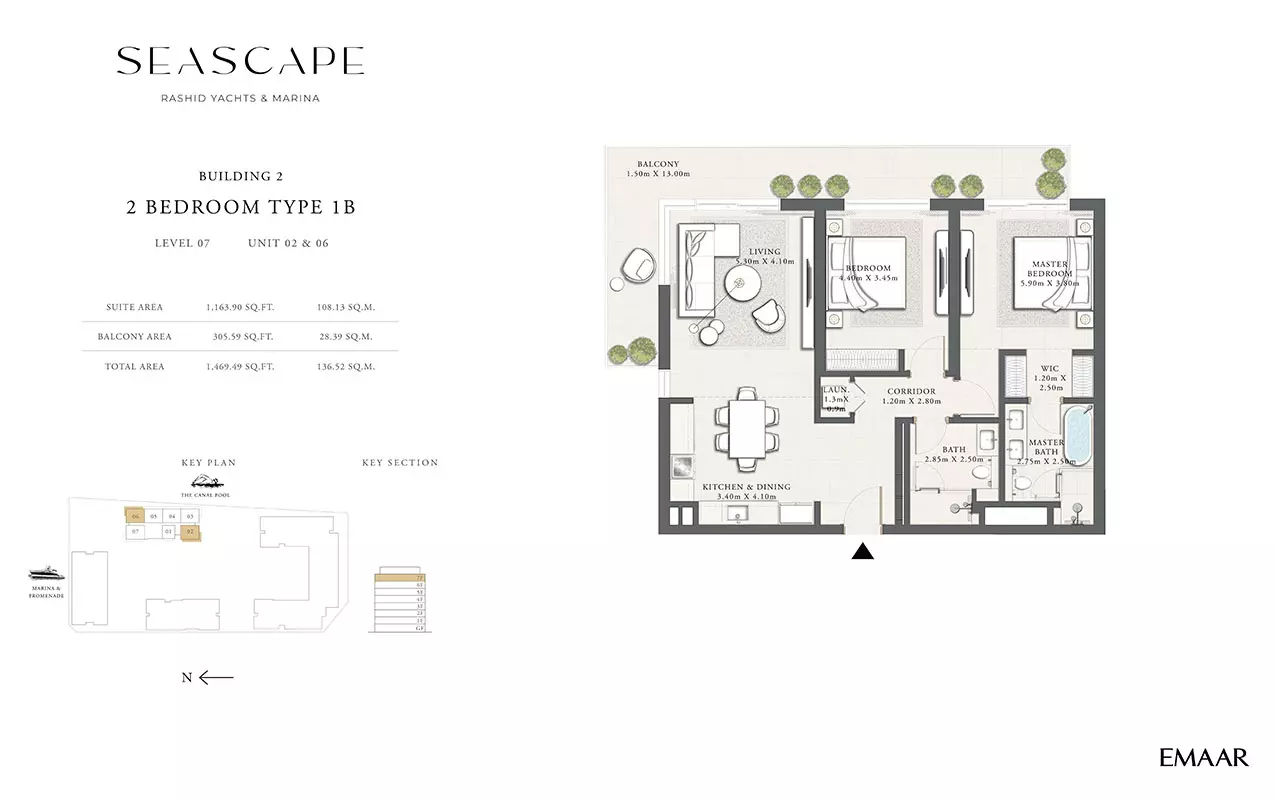 Seascape B2-Type 1B, Level 07, Unit 02 & 06, 2 beds