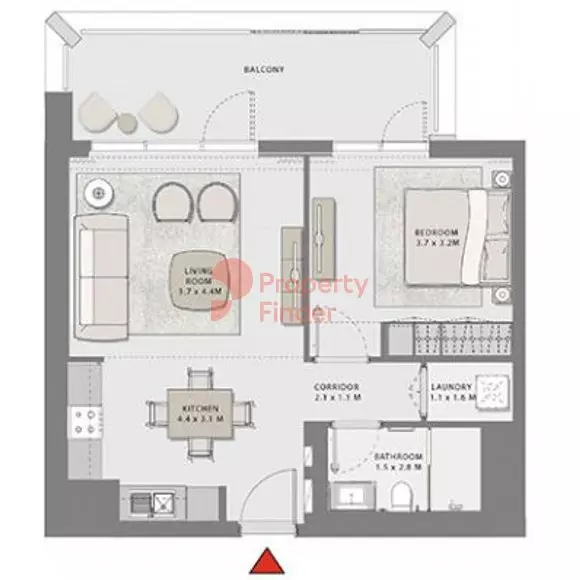 Creek Beach Grove — 1BR floor plan