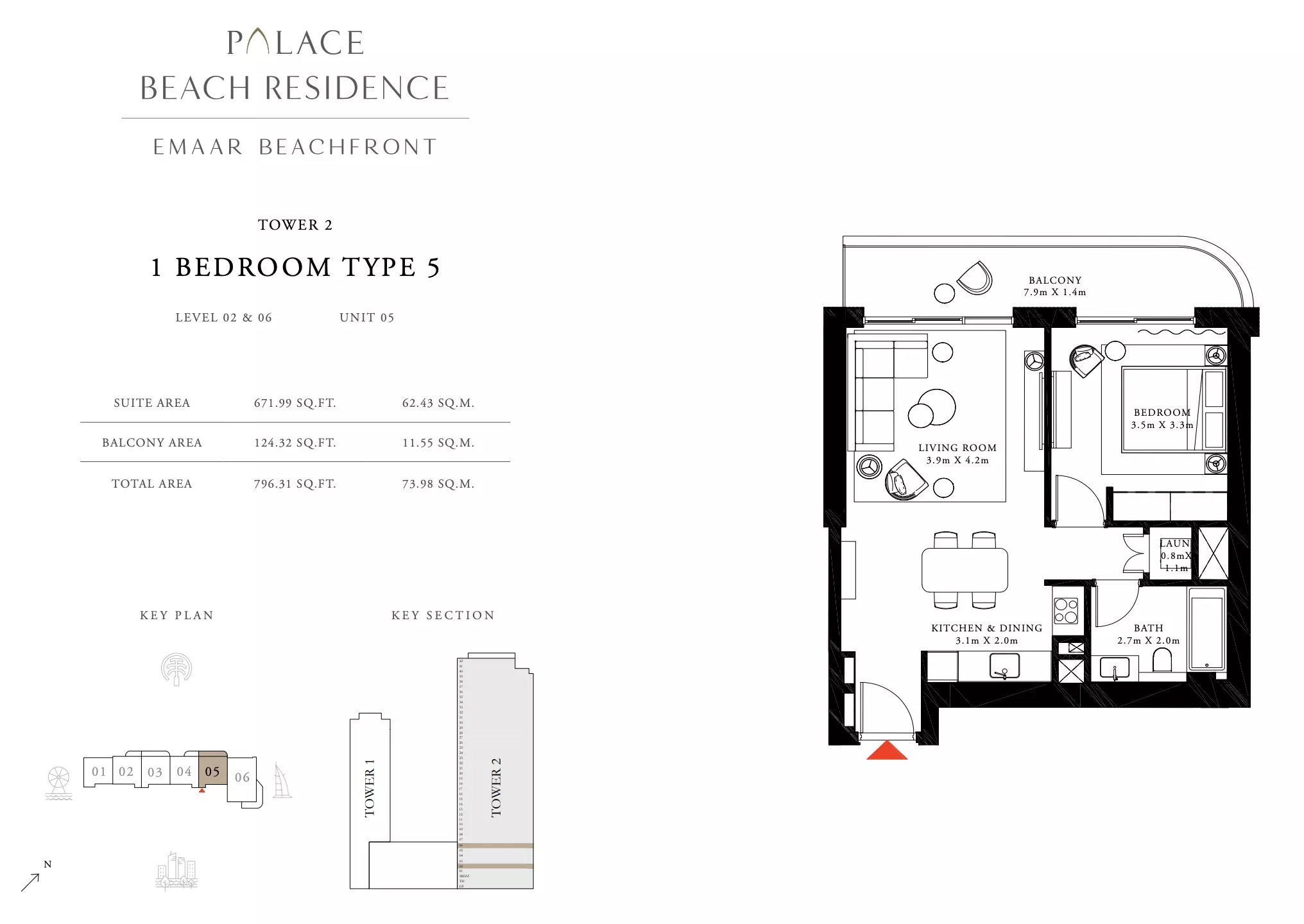 Palace Beach Residence Type 5, 1 bed