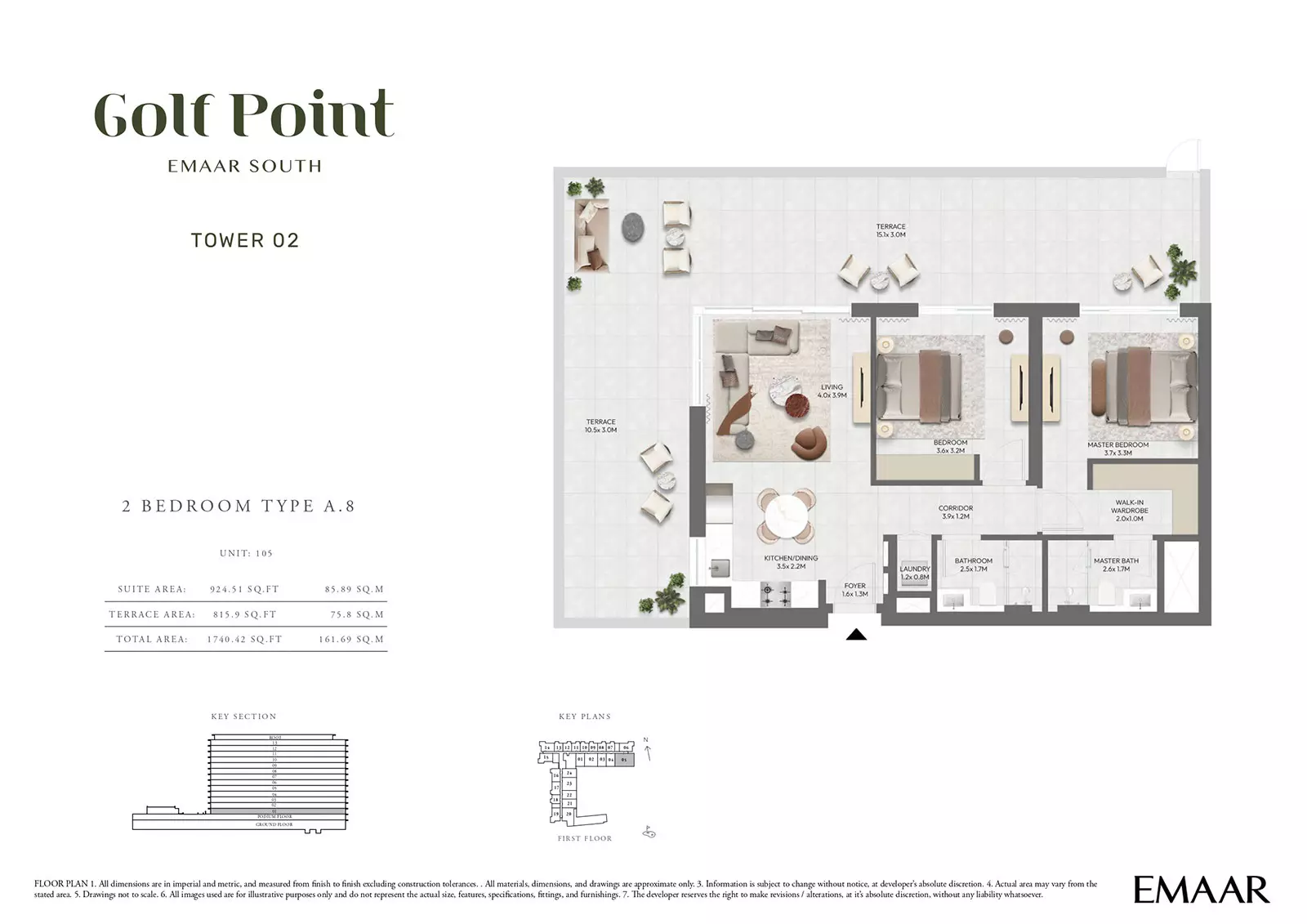 Golf Point Tower 2 - Type A-8, 2 beds