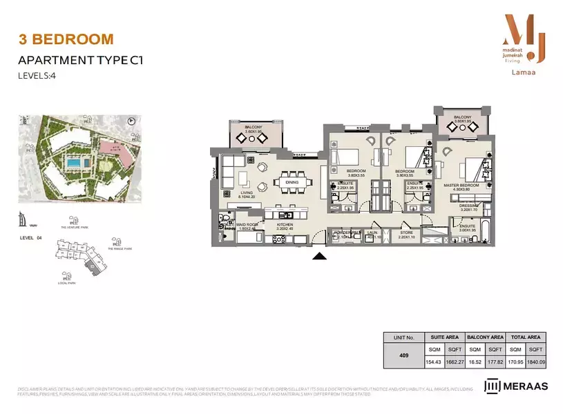 Lamaa Mjl Building 4 -Type C1 - Unit 409, 3 beds