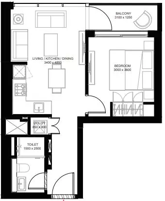The Crest By Sobha Type B, 2 beds
