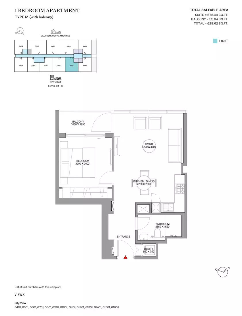 Sobha Orbis Type M-Tower G, 1 bed