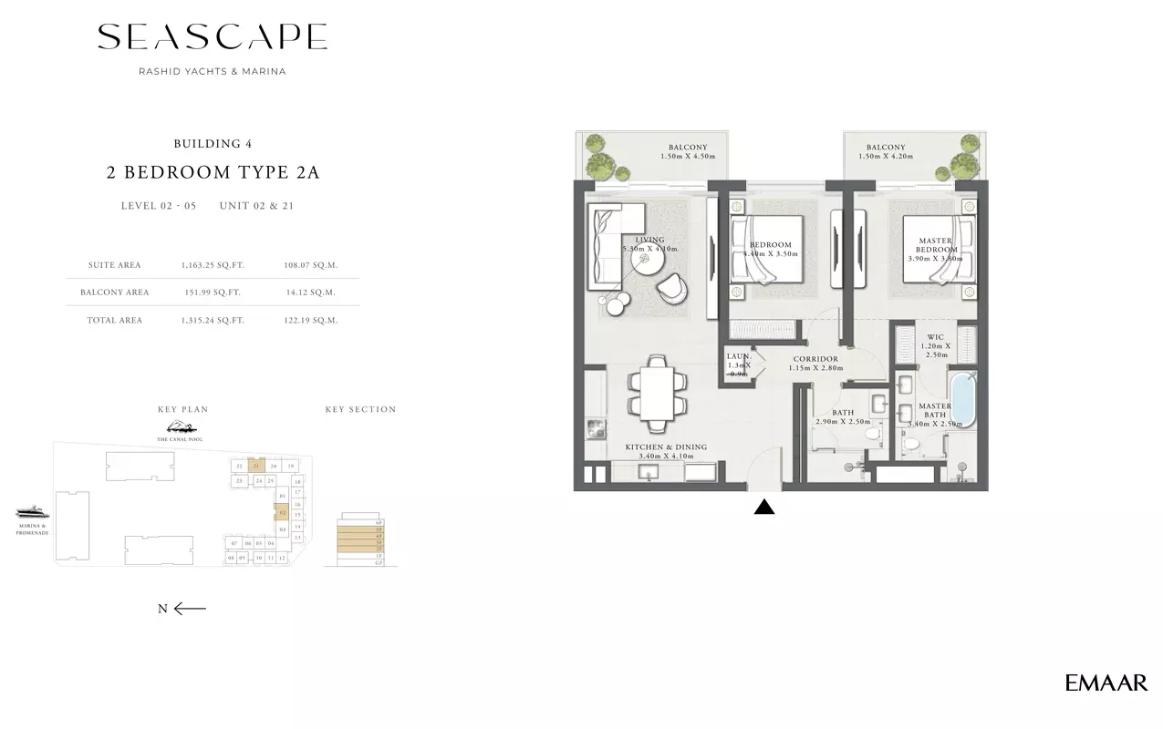 Seascape B4-Type 2A, Level 02-05, Unit 02 & 21, 2 beds