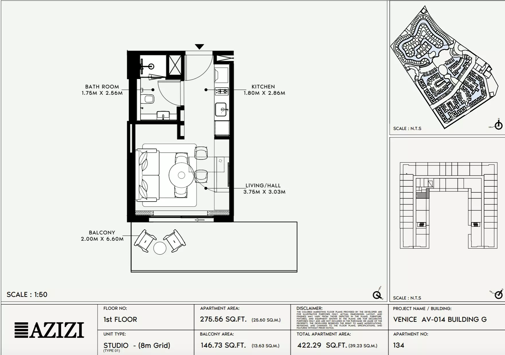 Azizi Venice 14 Type 134-Building G, studio
