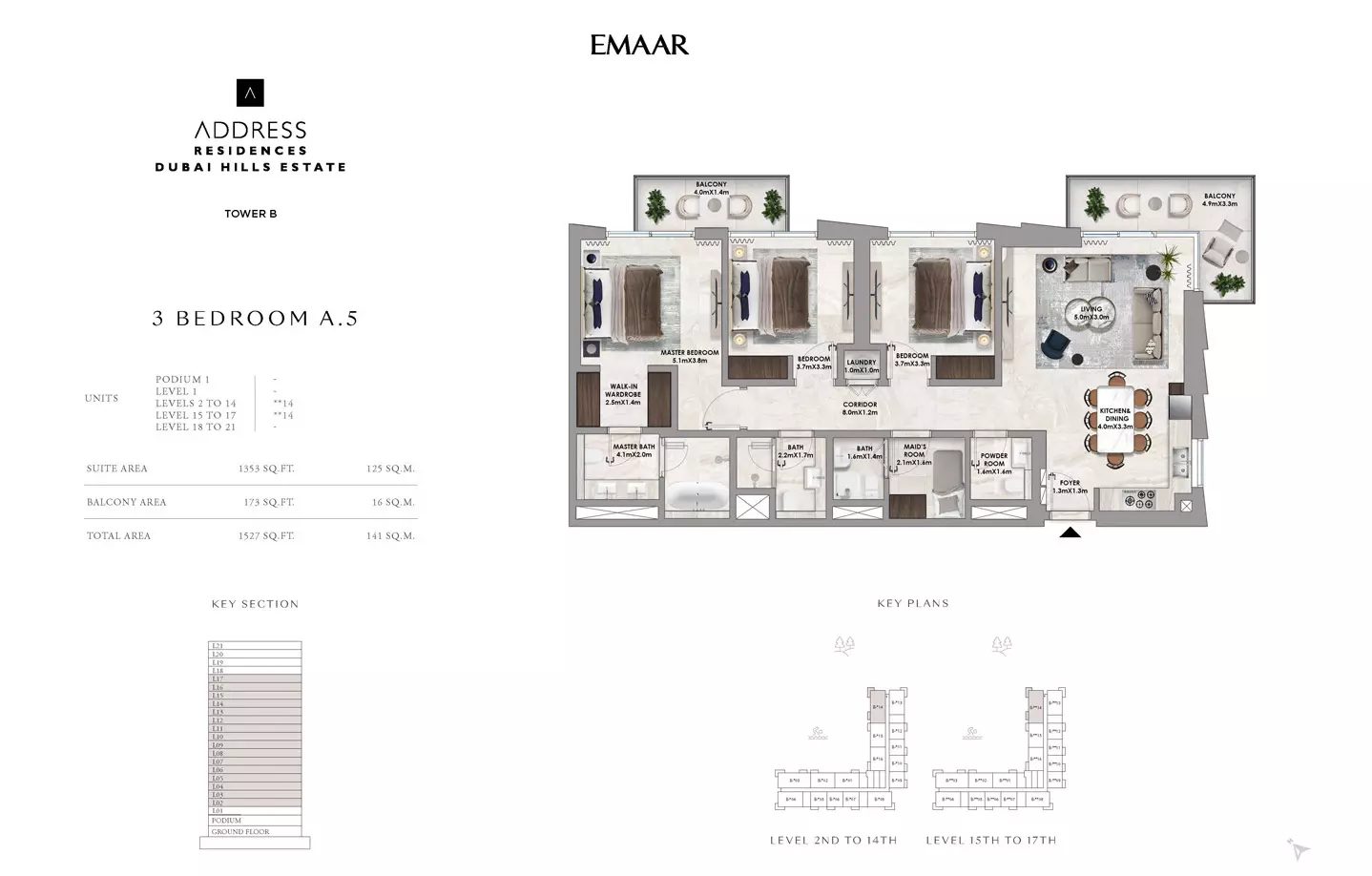 Address Residences at Dubai Hills Estate Type A5-Tower B, 3 beds