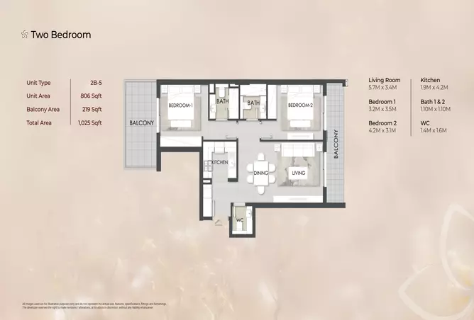 Alba Residences — 2BR floor plan
