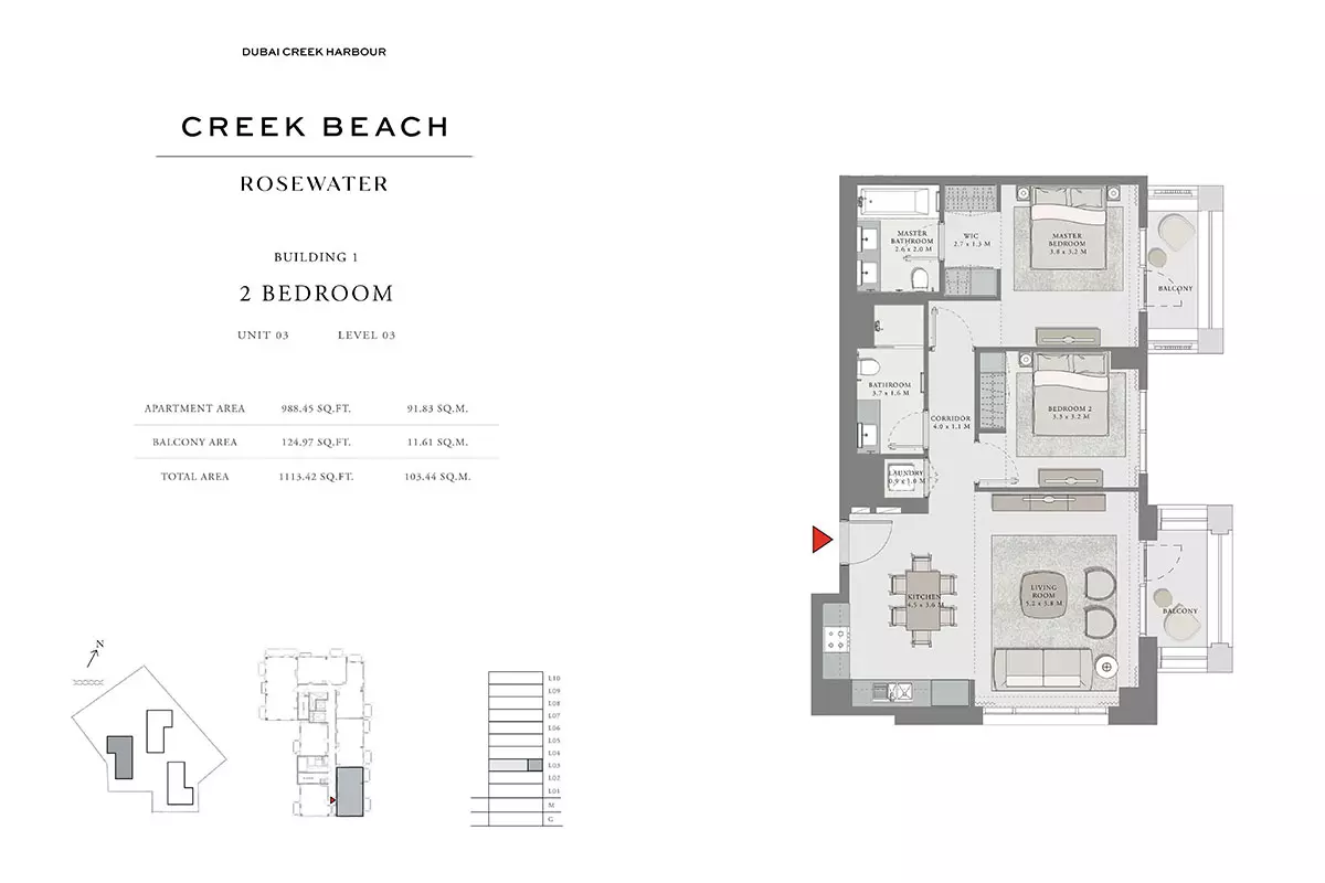 Creek Beach Rosewater B2-Type E, 2 beds