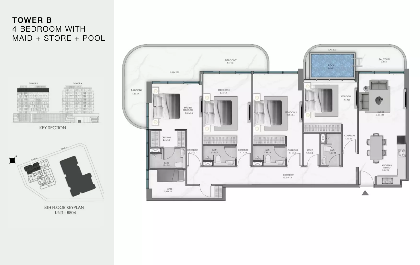 Ocean Bay by Samana Type B804, 4 beds