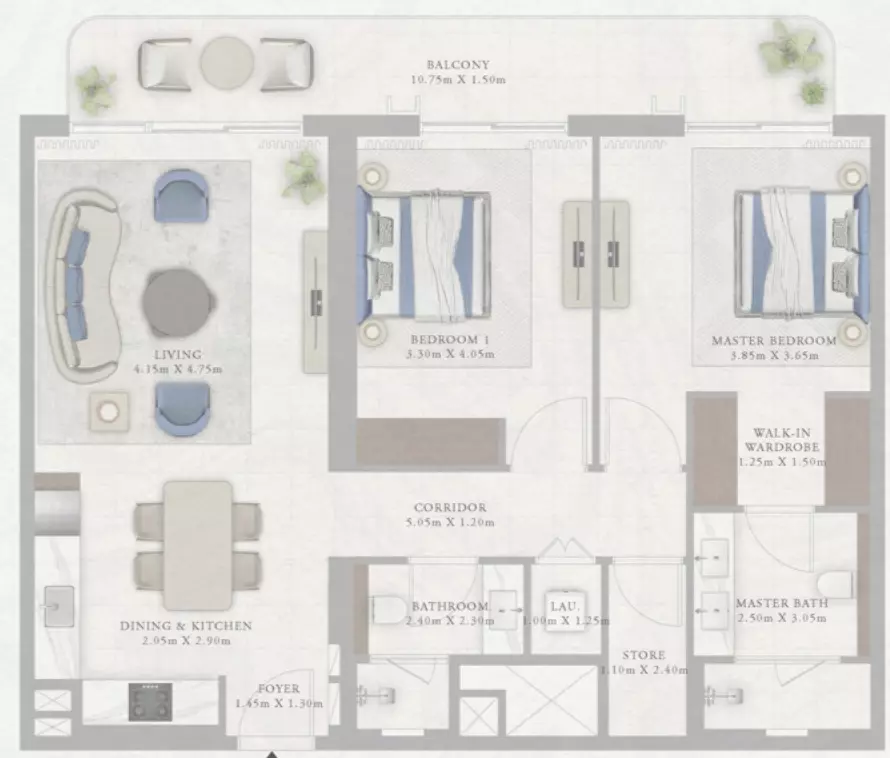 Marina Views Type 7-Tower2, 2 beds