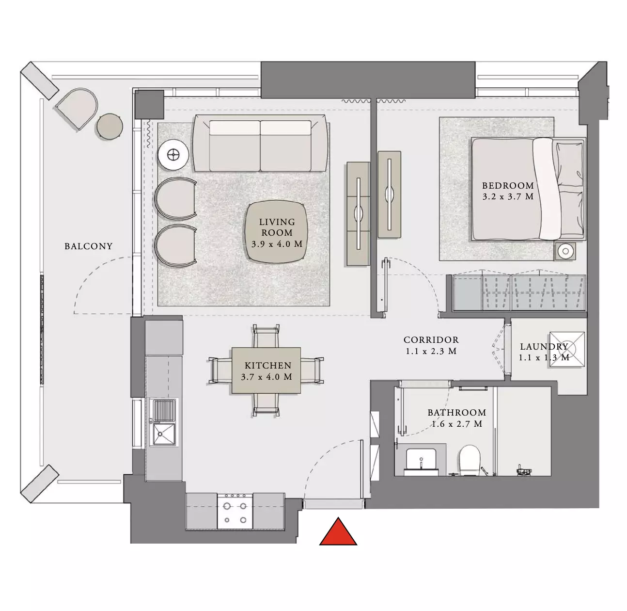 Creek Beach - Lotus — 1BR floor plan