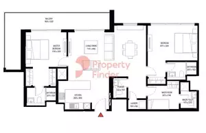 Crest Grande Tower B _ Type H (with Maid room + Balcony), 2 beds