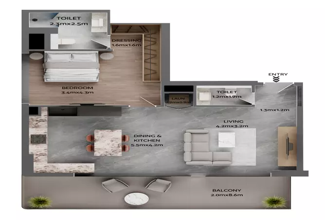 Jardin Astral — 1BR floor plan