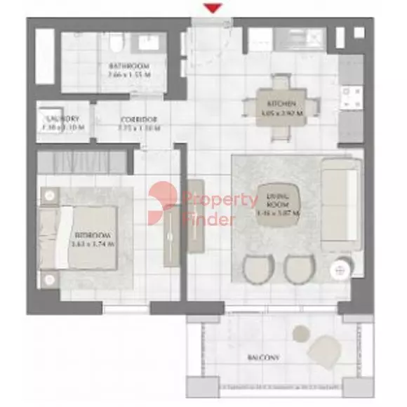 Creek Beach Surf — 1BR floor plan