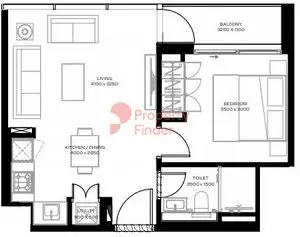 Sobha Hartland - Crest Grande — 1BR floor plan