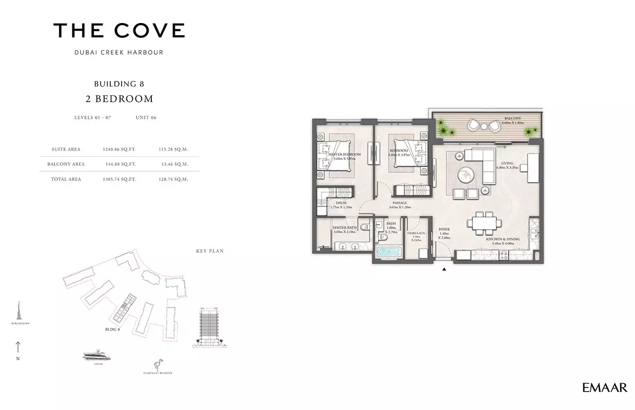 The Cove Phase 2 By Emaar Building 8 - Levels 01-07, Unit 06, 2 beds