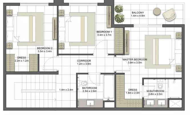 Crystal Residences Townhouse - Type 3TH-3, 3 beds
