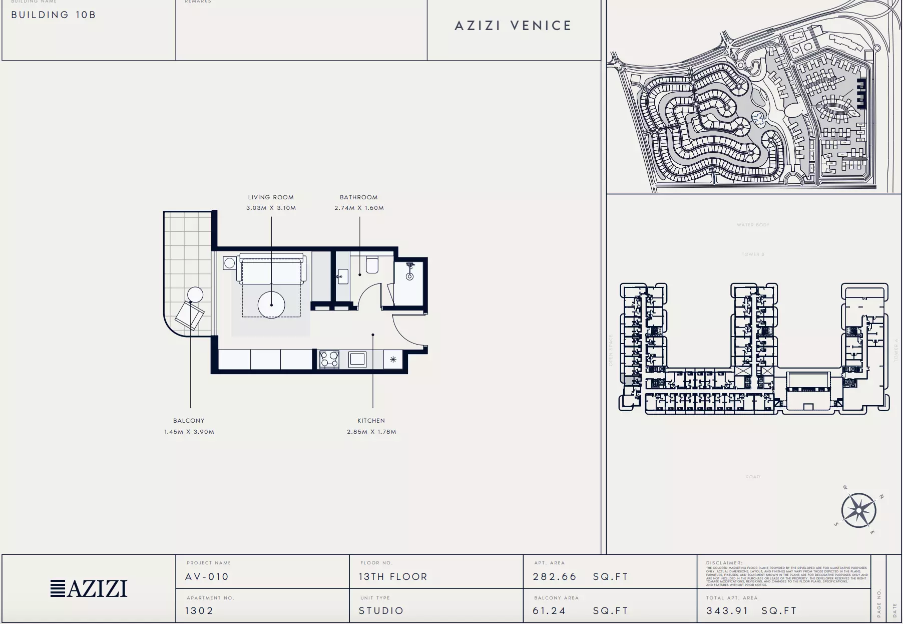 Azizi Venice 10 Type 1302-Building B, studio