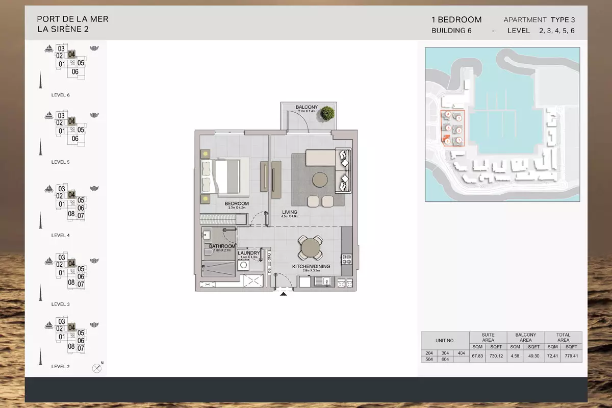 La Sirene Phase 2 By Meraas Type 3-Building 6, 1 bed