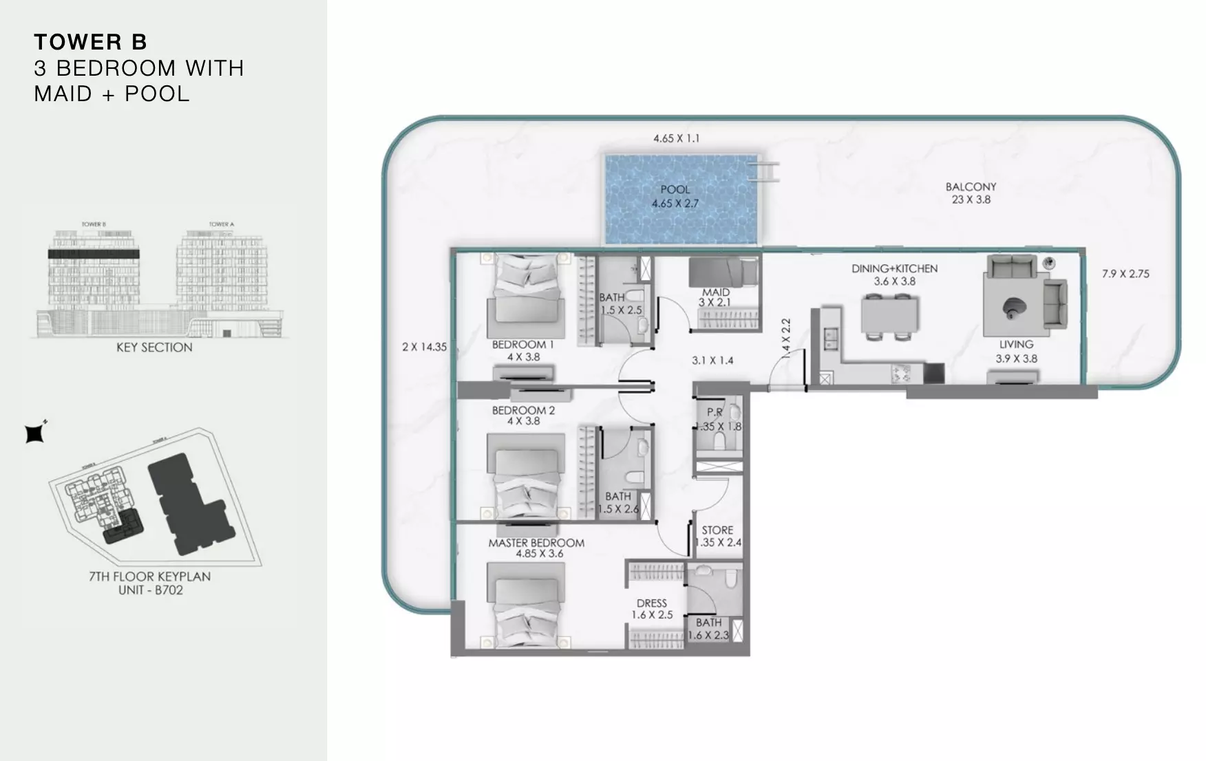Ocean Bay by Samana Type B603, 3 beds