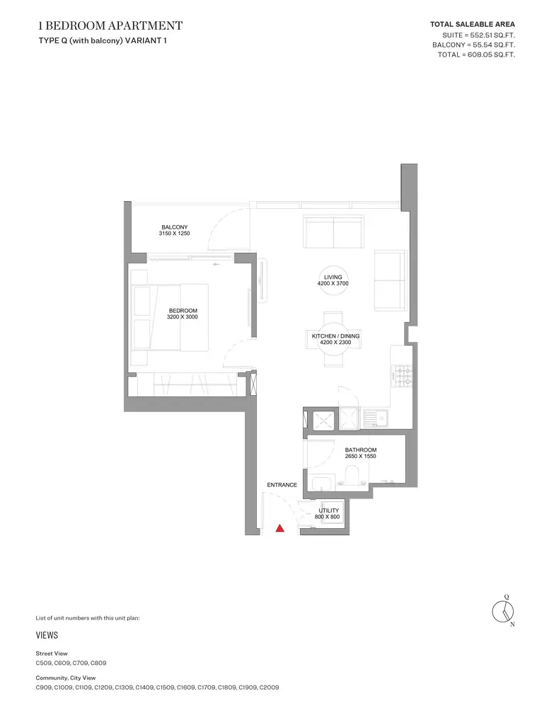 Sobha Orbis Type Q-Variant 1-Tower C, 1 bed
