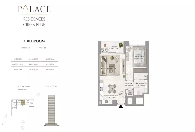 Palace Residences Creek Blue — 1BR floor plan