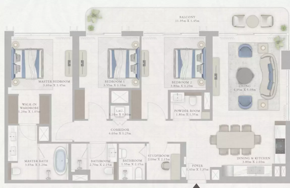Marina Views Type 4-Tower2, 3 beds