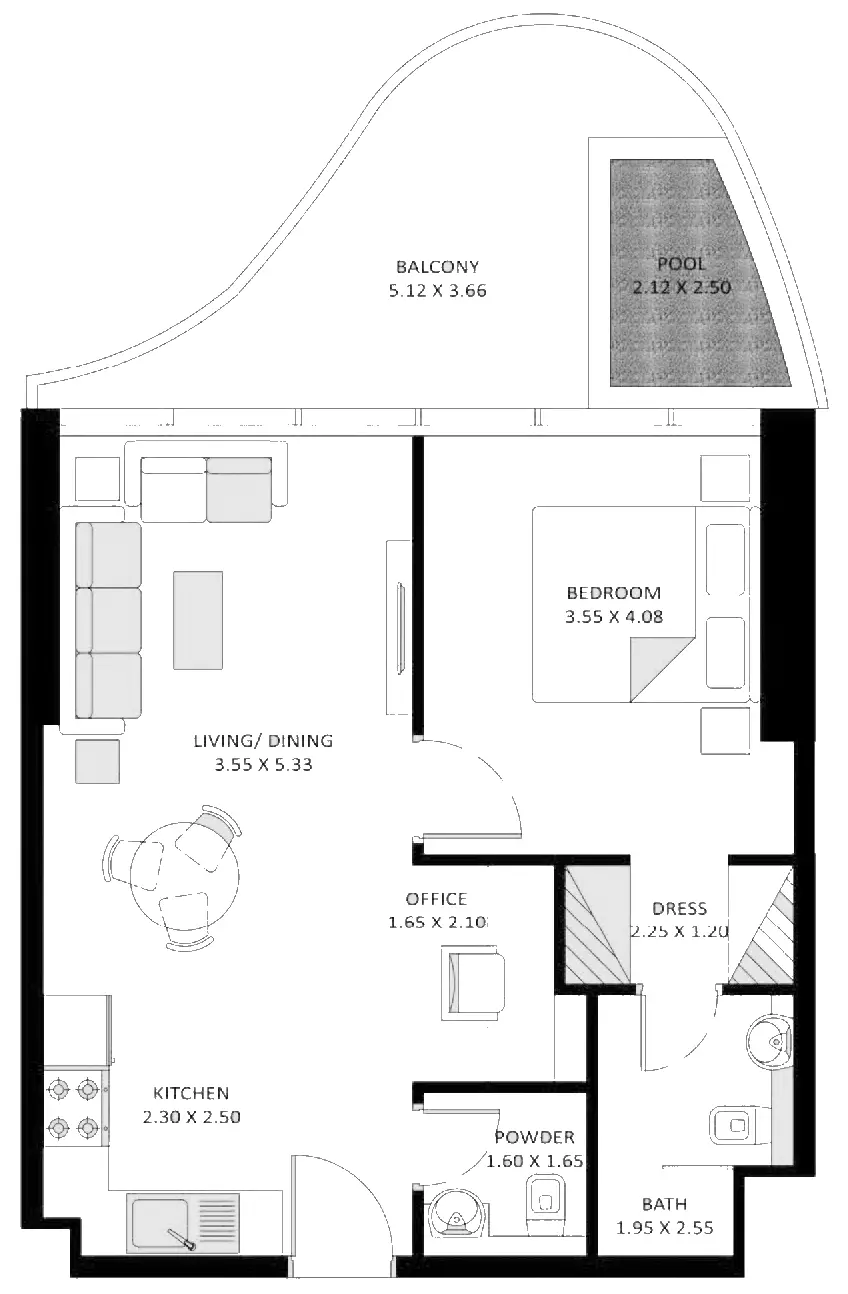 Oceanz By Danube — 1BR floor plan