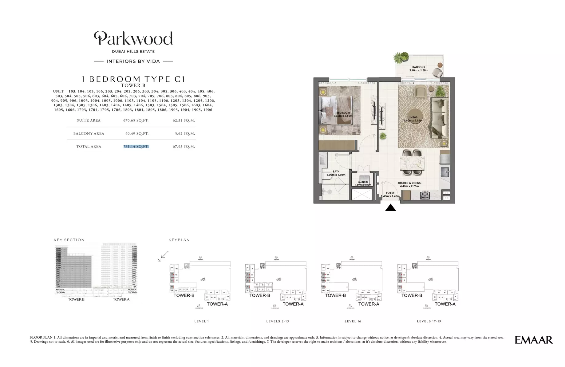 Parkwood Type C1-Tower B, 1 bed