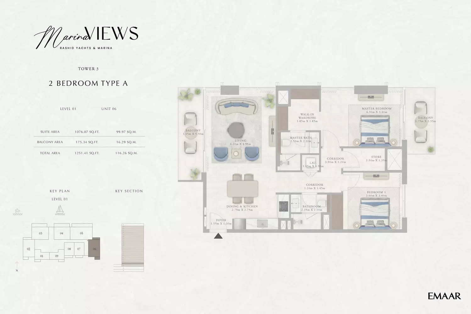 Marina Views Type 2-Tower 3, 2 beds