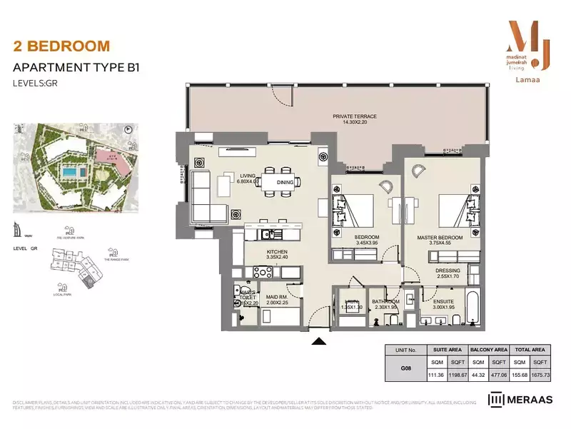 Lamaa Mjl Building 4 - Type B1 - Unit G08, 2 beds