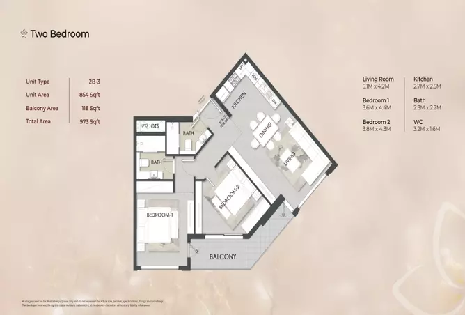 Alba Residences — 2BR floor plan