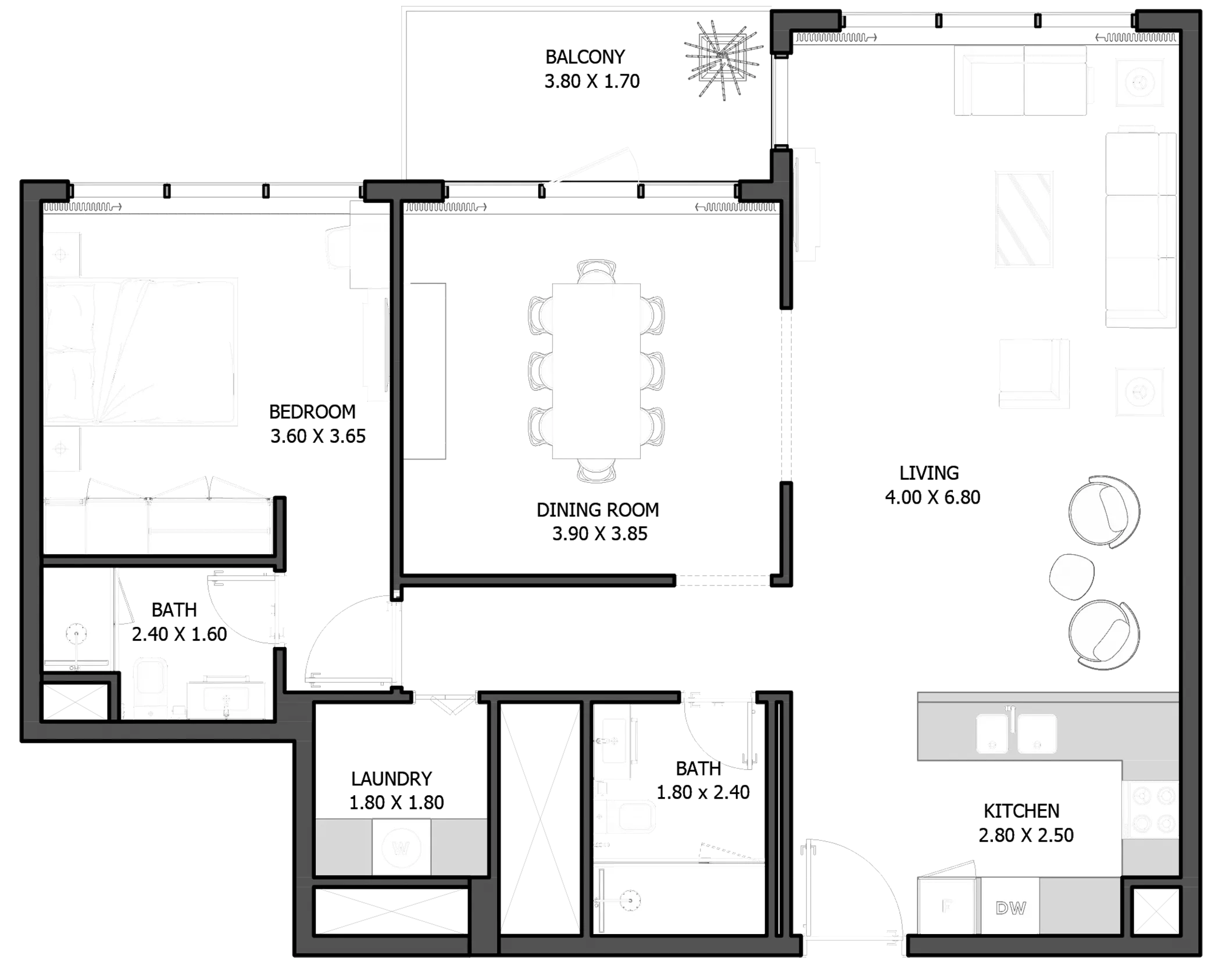 Selina Bay By Reportage — 1BR floor plan