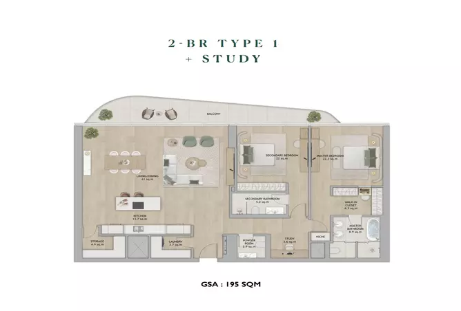 Mamsha Gardens — 2BR floor plan