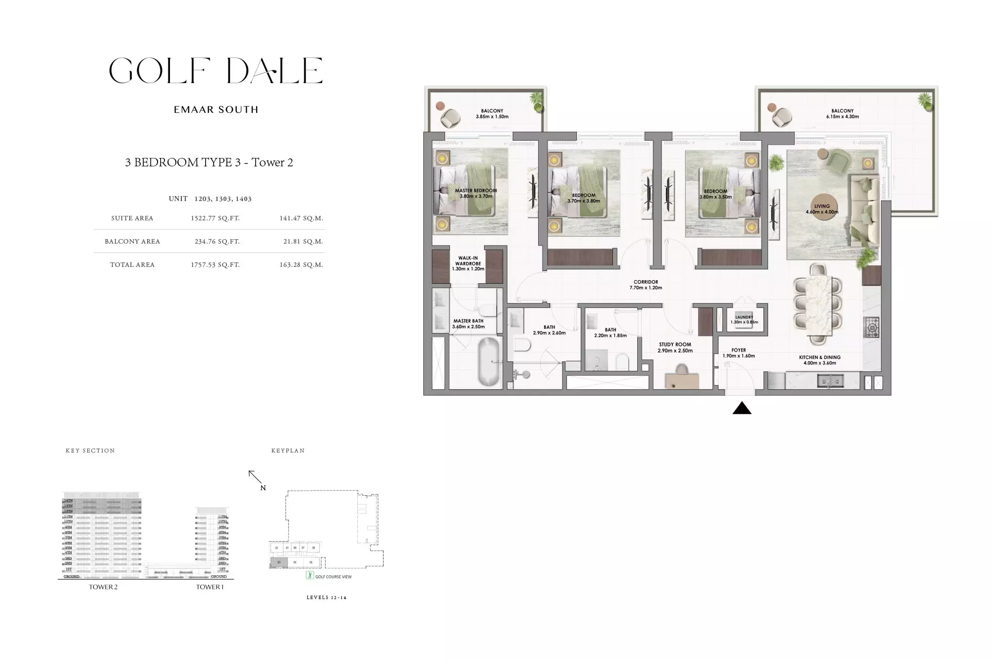 Golf Dale Type 3-Tower 2, 3 beds