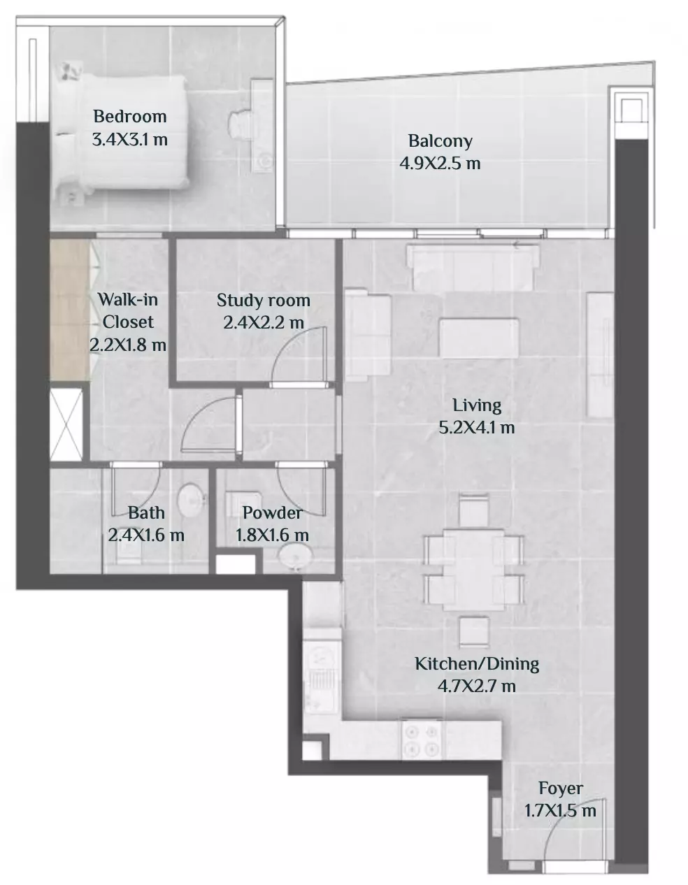 Skyhills I By Hre — 1BR floor plan