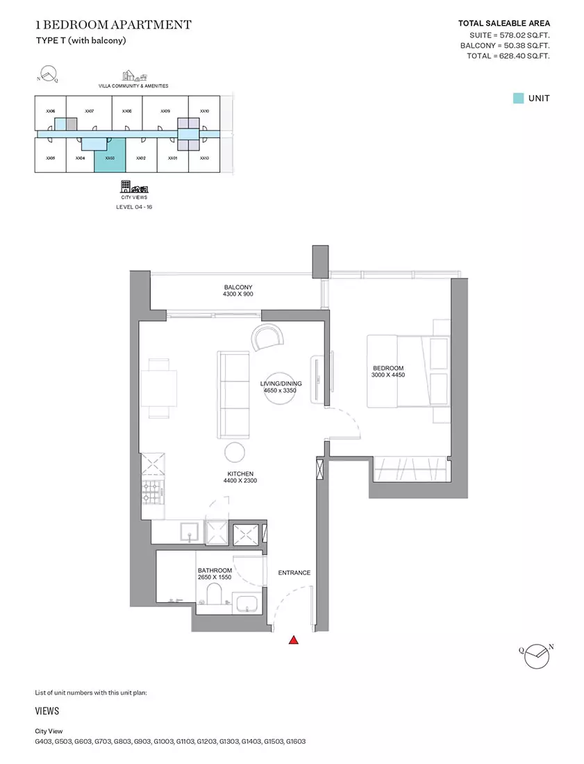 Sobha Orbis Type T-Tower G, 1 bed