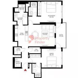 Crest Grande Tower C _ Type L (with maid room + 2 balconies) Variant 1, 2 beds