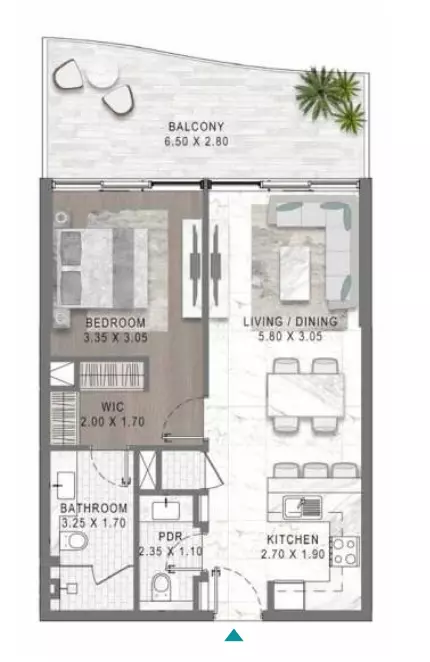 Lagoons Views Phase 2 By Damac Tower 11C, 11D, 12C & 12D Type 6, 1 bed