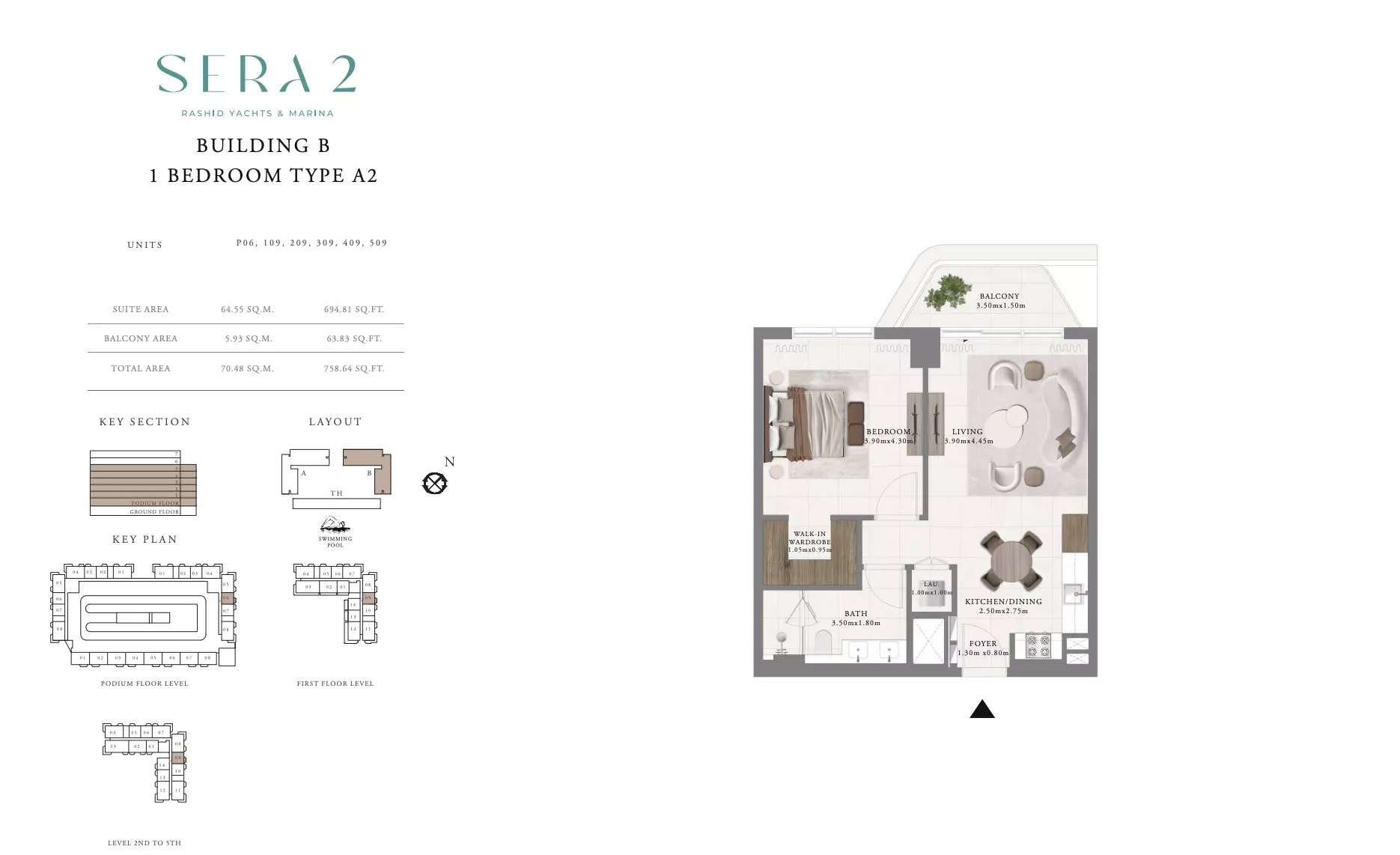 Sera Phase 2 By Emaar Type A2-Building B, 1 bed
