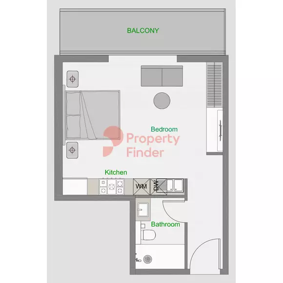 The Central Downtown — Studio floor plan