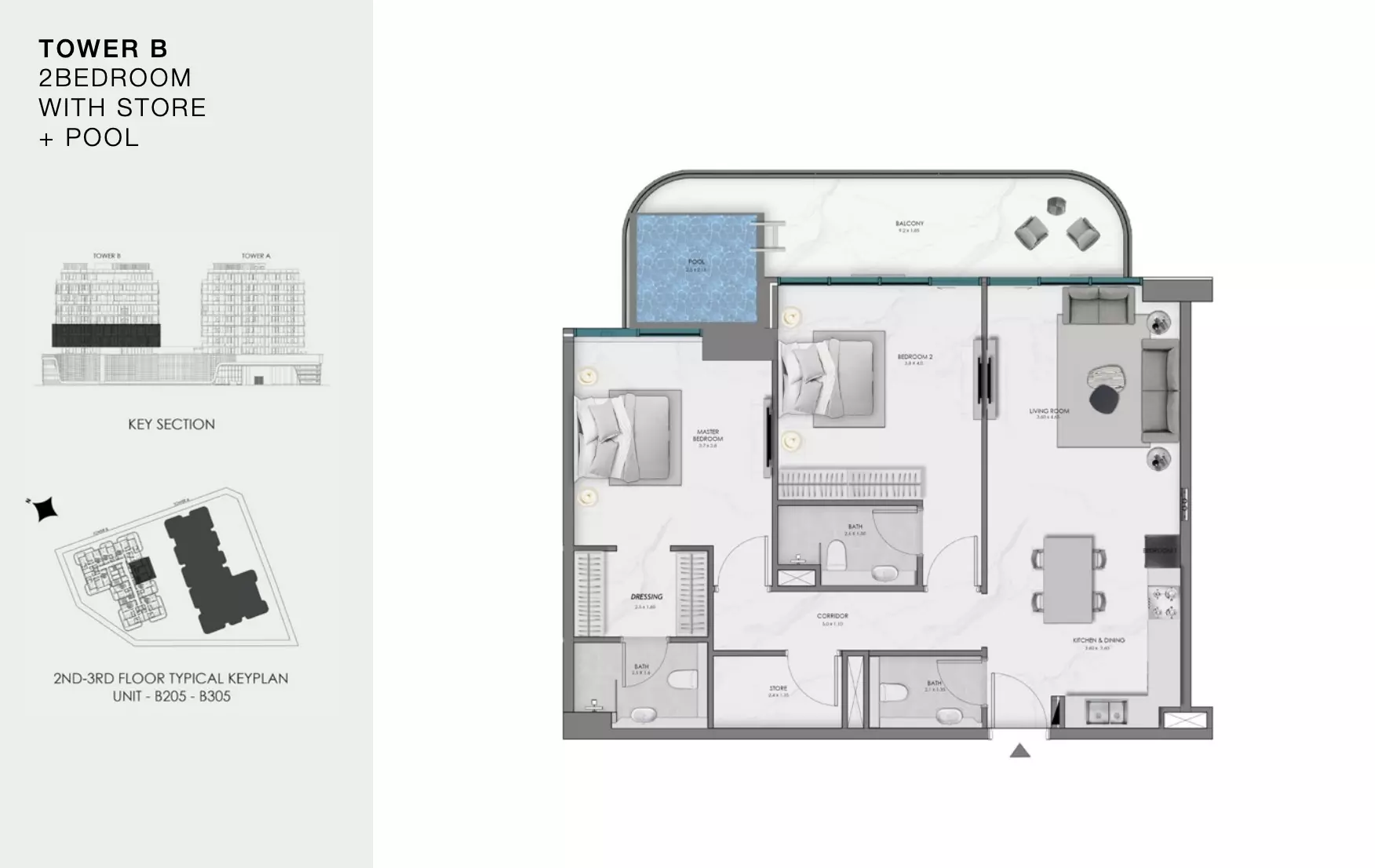Ocean Bay by Samana Type B203, 2 beds