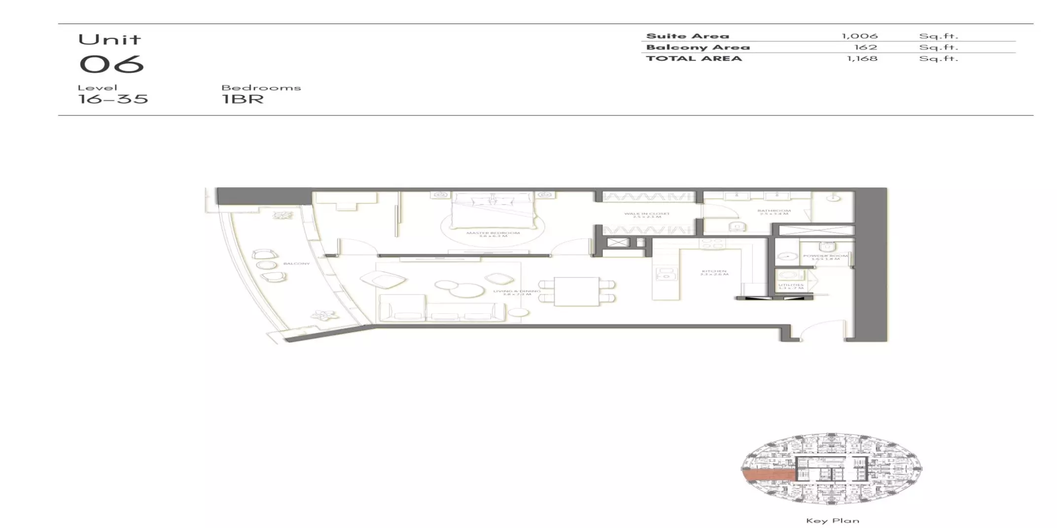Palm Beach Towers T3 Unit 06 Level 16-35, 1 bed