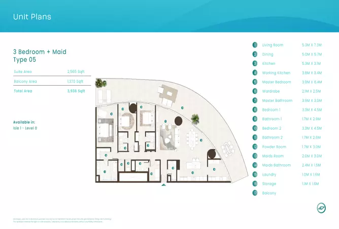 La Mer By Elie Saab — 3BR floor plan