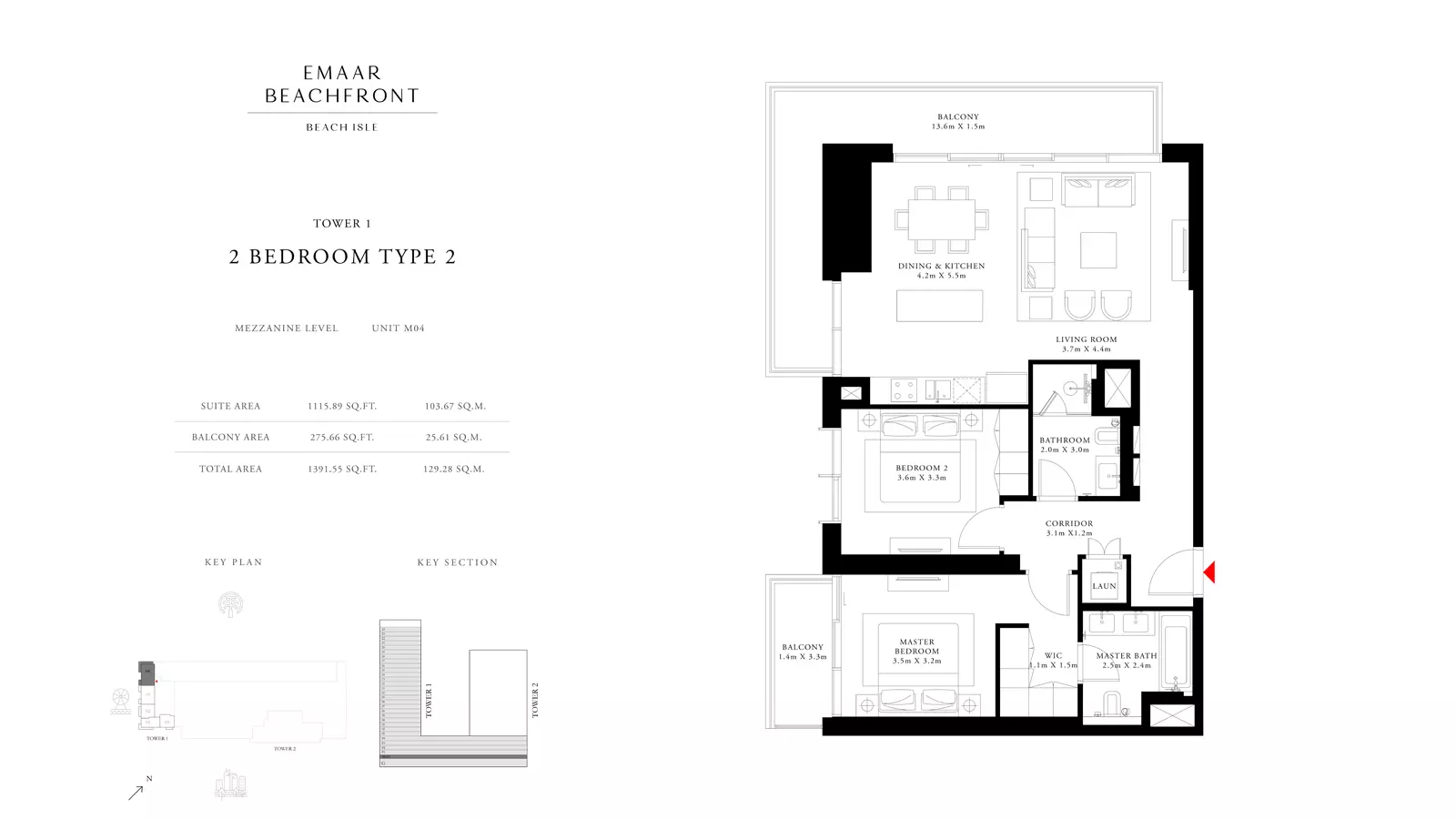 Beach Isle — 2BR floor plan