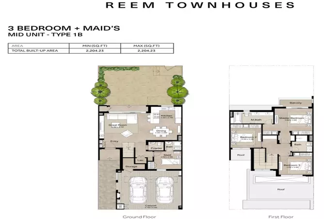 Reem Townhouses — 3BR floor plan