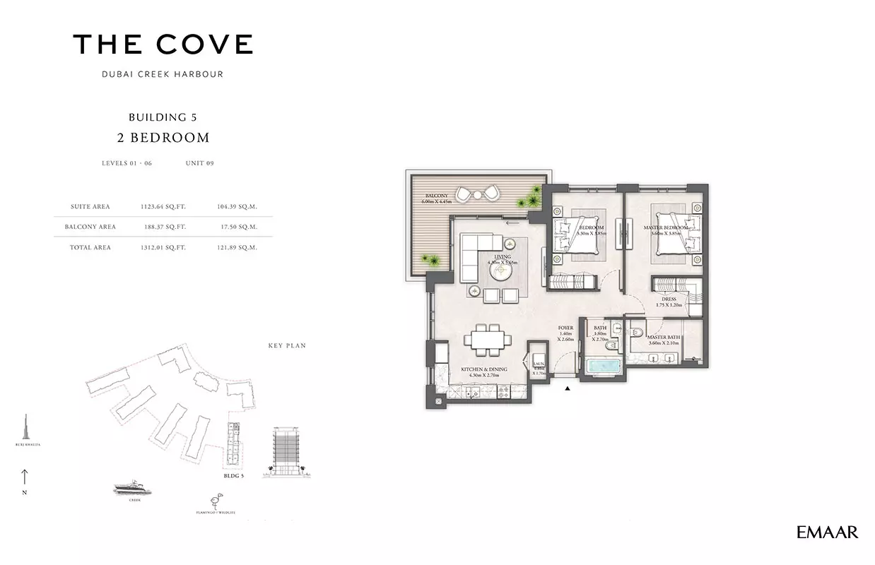 The Cove Phase 2 By Emaar Building 5 - Levels 01-06, Unit 09, 2 beds