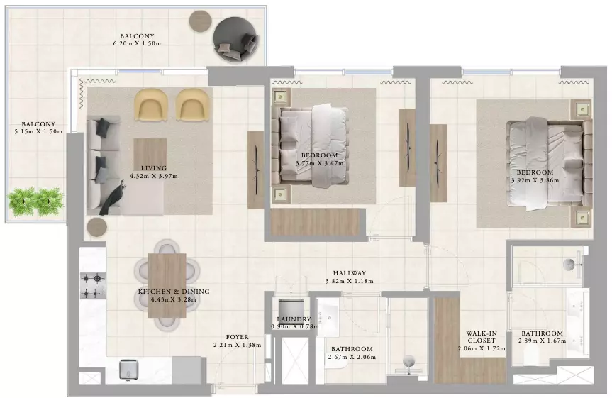 Greenside Residence Type 1A, 2 beds